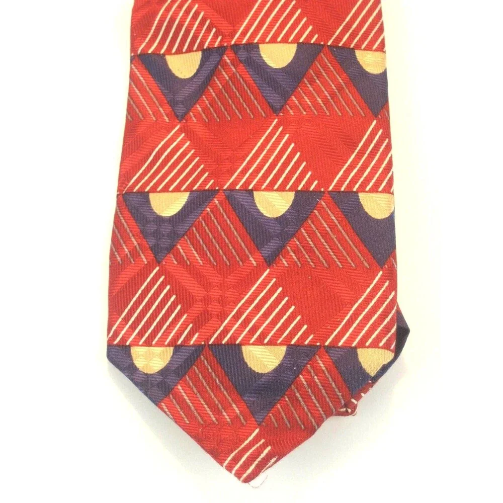 Robert Talbot Red 100% Silk Necktie Geometric Design